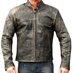 authentic distressed black buffalo leather biker jacket