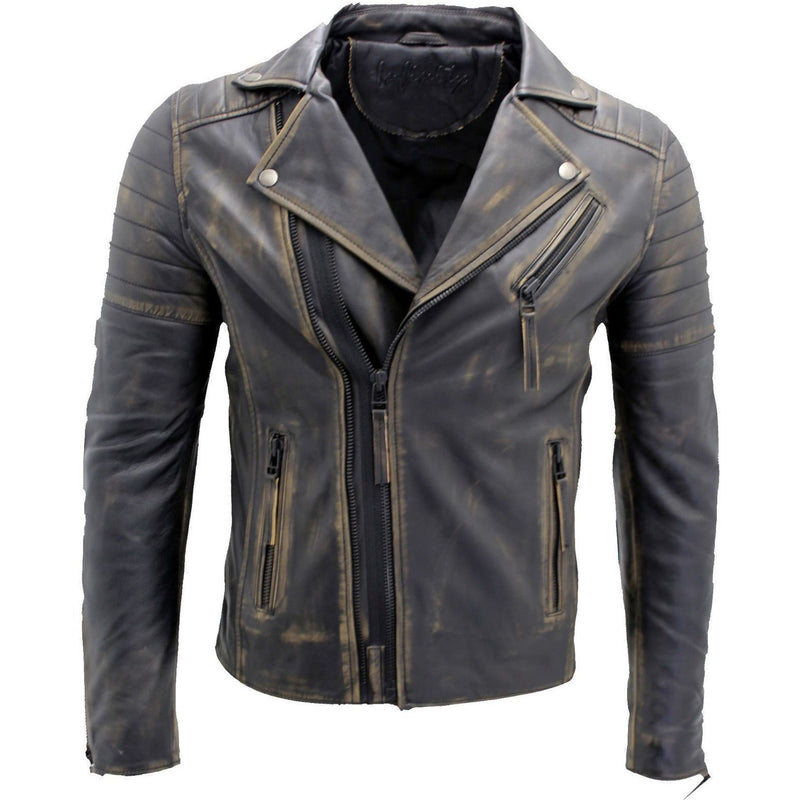 brown leather jacket with hollywood vibe - naturally aged look