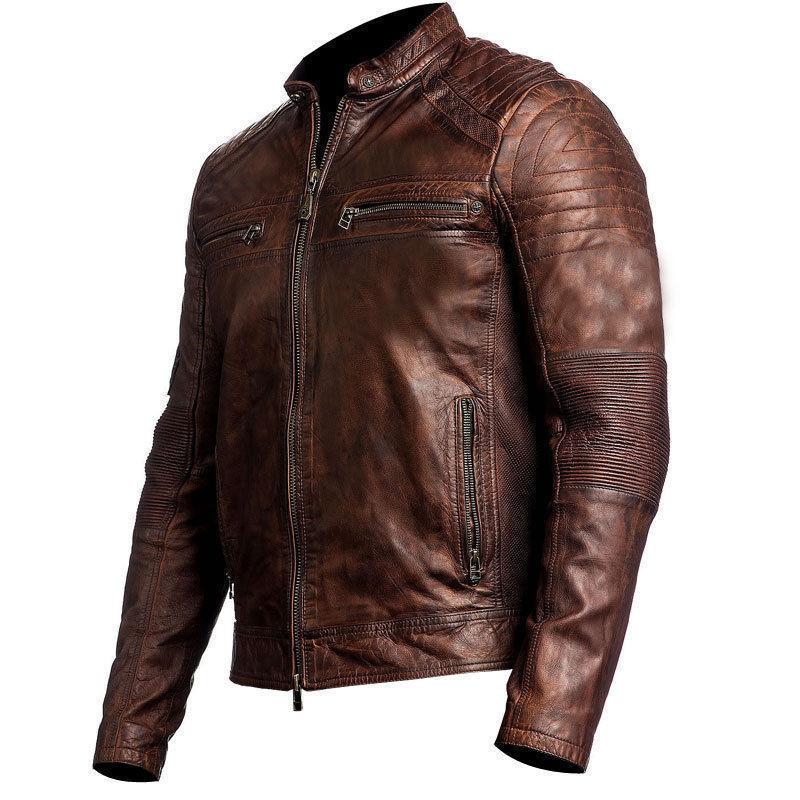 tailor-made genuine leather motorcycle style jacket