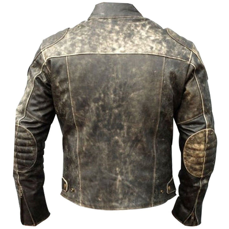 authentic distressed black buffalo leather biker jacket