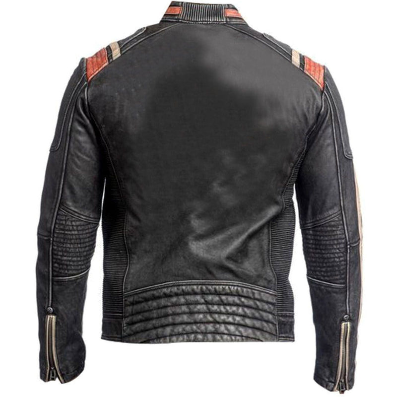 premium distressed black leather motorcycle jacket for men