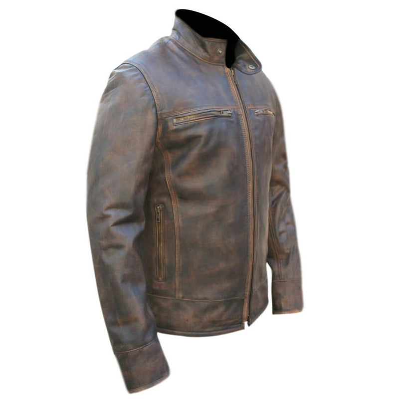 top grain leather coat - natural distressed brown shade